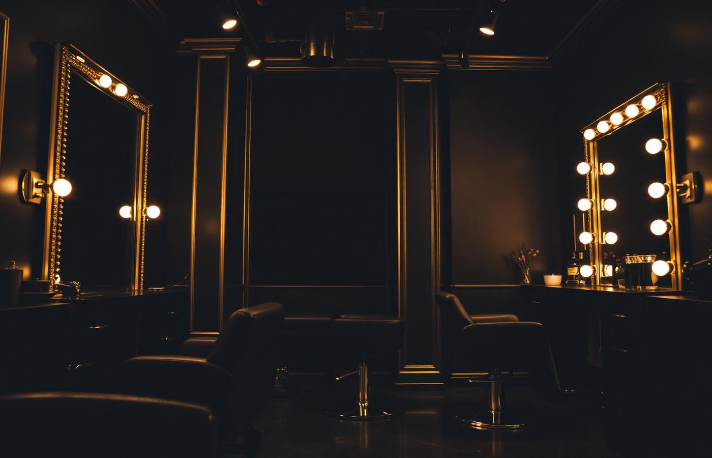 Interior of Nathy Kash Salon with gold-framed mirrors